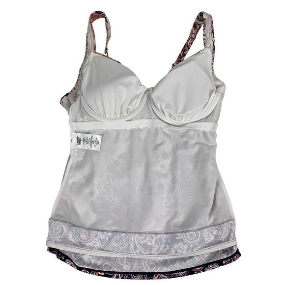 Lands End V-Neck Wrap Underwire Tankini Swimsuit Top Size 6 Adjustable Straps Ch - Picture 5 of 11